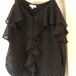 Black/White Polka Dot Lined Blouse